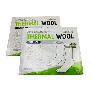 Cozia Men & Womens Merino Wool Thermal Boot Hiking Socks 6 Pairs L/XL Black/Gray